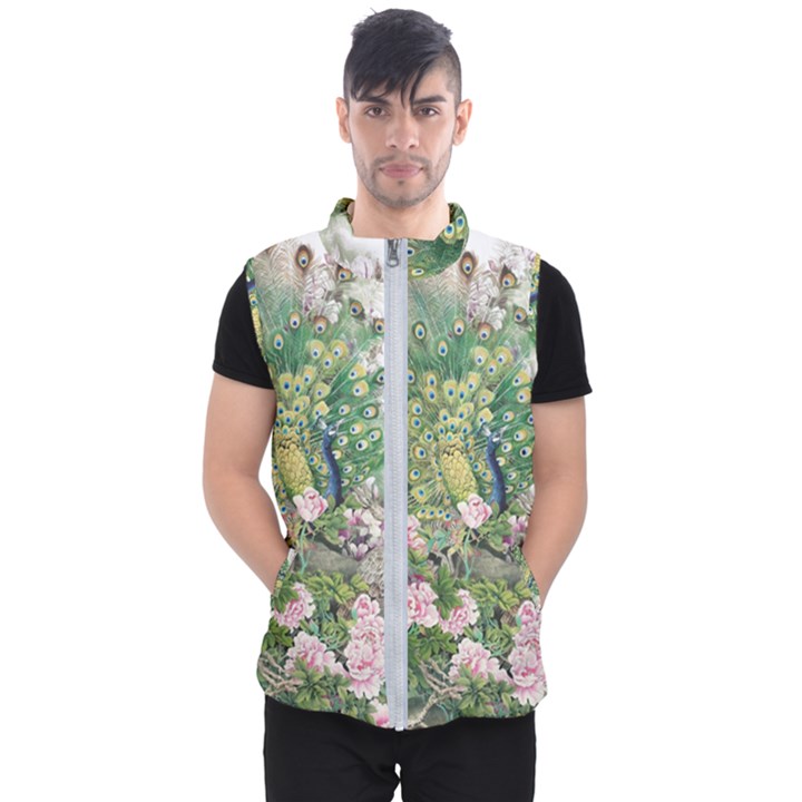 Peafowl Peacock Feather-beautiful Men s Puffer Vest