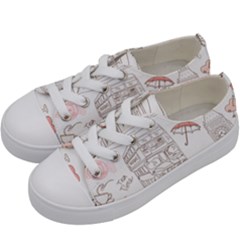 London-paris-drawing-vector-london-comics Kids  Low Top Canvas Sneakers by Cowasu