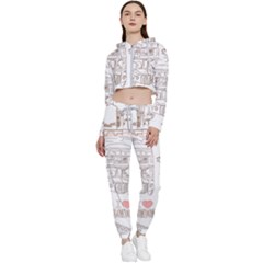 London-paris-drawing-vector-london-comics Cropped Zip Up Lounge Set by Cowasu