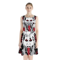 Krampus Sleeveless Waist Tie Chiffon Dress by Cowasu