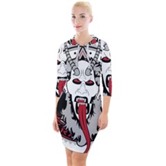 Krampus Quarter Sleeve Hood Bodycon Dress by Cowasu