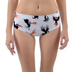 Dragon-phoenix-fire-bird-ancient Reversible Mid-waist Bikini Bottoms by Cowasu