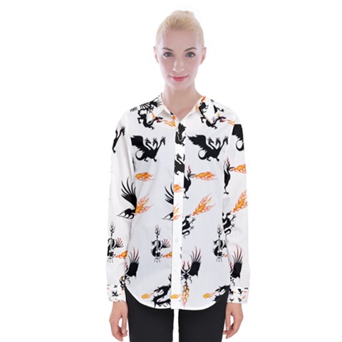 Dragon-phoenix-fire-bird-ancient Womens Long Sleeve Shirt by Cowasu