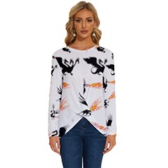 Dragon-phoenix-fire-bird-ancient Long Sleeve Crew Neck Pullover Top by Cowasu