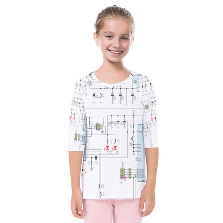 Circuits-electronics-atmel Kids  Quarter Sleeve Raglan T-Shirt