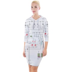 Circuits-electronics-atmel Quarter Sleeve Hood Bodycon Dress by Cowasu