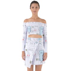 Circuits-electronics-atmel Off Shoulder Top With Skirt Set by Cowasu