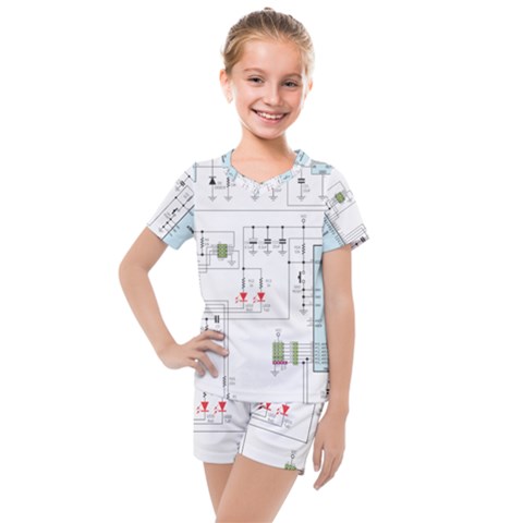 Circuits-electronics-atmel Kids  Mesh T-shirt And Shorts Set by Cowasu