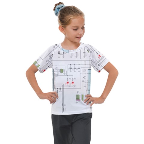 Circuits-electronics-atmel Kids  Mesh Piece T-shirt by Cowasu