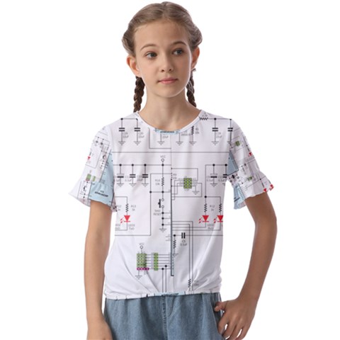 Circuits-electronics-atmel Kids  Cuff Sleeve Scrunch Bottom T-shirt by Cowasu