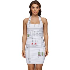 Circuits-electronics-atmel Sleeveless Wide Square Neckline Ruched Bodycon Dress by Cowasu