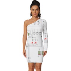 Circuits-electronics-atmel Long Sleeve One Shoulder Mini Dress by Cowasu