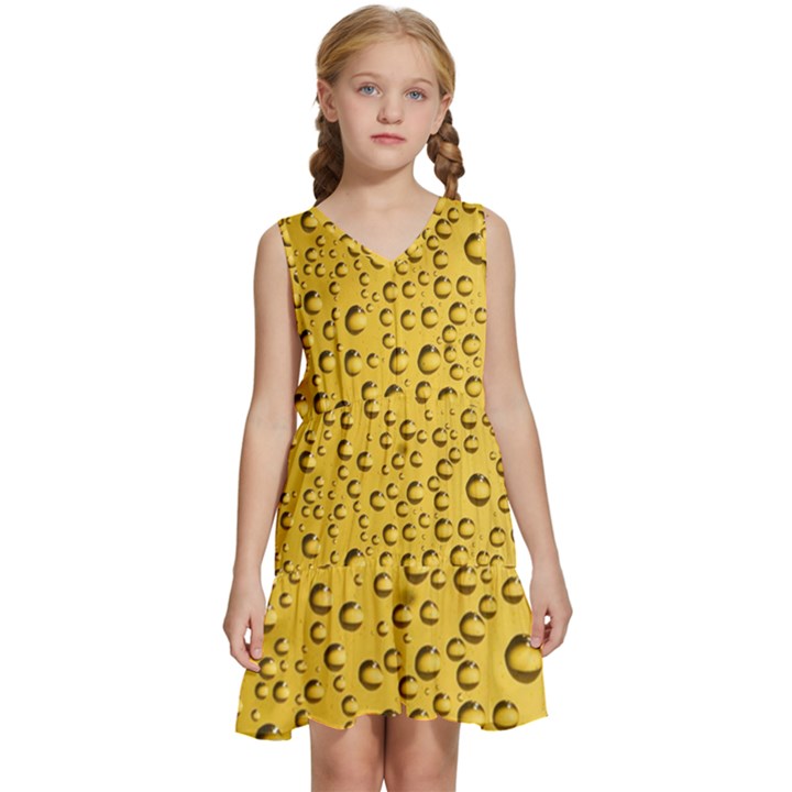 Beer Bubbles Kids  Sleeveless Tiered Mini Dress