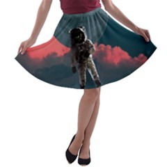 Astronaut-moon-space-nasa-planet A-line Skater Skirt by Cowasu