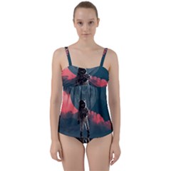 Astronaut-moon-space-nasa-planet Twist Front Tankini Set by Cowasu