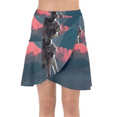 Astronaut-moon-space-nasa-planet Wrap Front Skirt by Cowasu