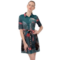 Astronaut-moon-space-nasa-planet Belted Shirt Dress by Cowasu