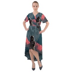 Astronaut-moon-space-nasa-planet Front Wrap High Low Dress