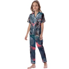 Astronaut-moon-space-nasa-planet Kids  Satin Short Sleeve Pajamas Set by Cowasu