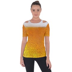 Beer Bubbles Pattern Shoulder Cut Out Short Sleeve Top by Cowasu