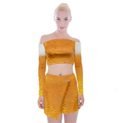 Beer Bubbles Pattern Off Shoulder Top With Mini Skirt Set by Cowasu