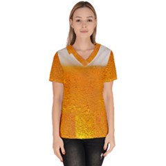 Beer Bubbles Pattern Women s V-neck Scrub Top by Cowasu