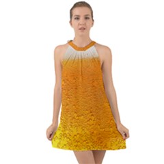 Beer Bubbles Pattern Halter Tie Back Chiffon Dress by Cowasu