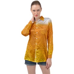 Beer Bubbles Pattern Long Sleeve Satin Shirt