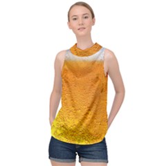 Beer Bubbles Pattern High Neck Satin Top