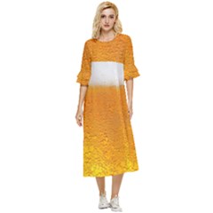 Beer Bubbles Pattern Double Cuff Midi Dress by Cowasu