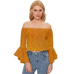 Beer Bubbles Pattern Off Shoulder Flutter Bell Sleeve Top by Cowasu