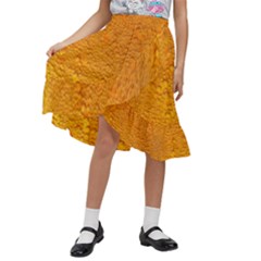 Beer Bubbles Pattern Kids  Ruffle Flared Wrap Midi Skirt by Cowasu