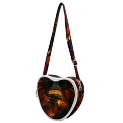 Dragon Fire Fantasy Art Heart Shoulder Bag by Cowasu