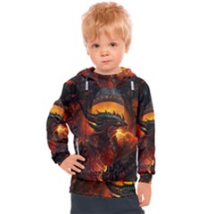 Dragon Fire Fantasy Art Kids  Hooded Pullover by Cowasu