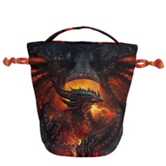 Dragon Fire Fantasy Art Drawstring Bucket Bag