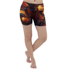 Dragon Fire Fantasy Art Lightweight Velour Yoga Shorts by Cowasu