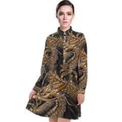 Fantasy Dragon Pentagram Long Sleeve Chiffon Shirt Dress by Cowasu