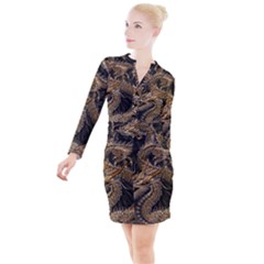 Fantasy Dragon Pentagram Button Long Sleeve Dress by Cowasu