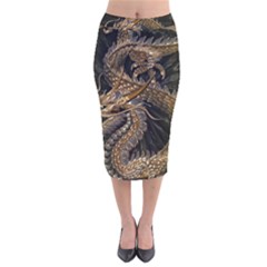 Fantasy Dragon Pentagram Velvet Midi Pencil Skirt by Cowasu