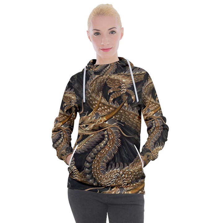 Fantasy Dragon Pentagram Women s Hooded Pullover