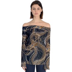 Fantasy Dragon Pentagram Off Shoulder Long Sleeve Top by Cowasu