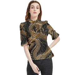 Fantasy Dragon Pentagram Frill Neck Blouse