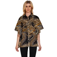 Fantasy Dragon Pentagram Women s Batwing Button Up Shirt