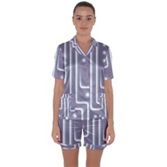 Pattern-non-seamless-background Satin Short Sleeve Pajamas Set