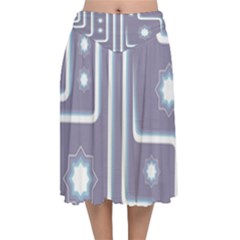 Pattern-non-seamless-background Velvet Flared Midi Skirt by Cowasu