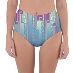 Non-seamless-pattern-background Reversible High-waist Bikini Bottoms by Cowasu