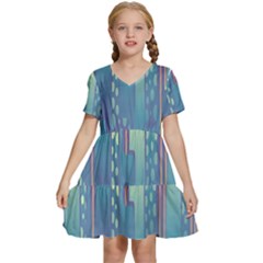 Non-seamless-pattern-background Kids  Short Sleeve Tiered Mini Dress by Cowasu