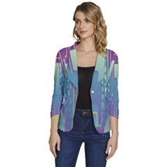 Non-seamless-pattern-background Women s One-button 3/4 Sleeve Short Jacket