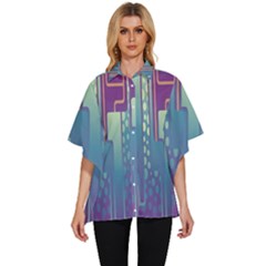 Non-seamless-pattern-background Women s Batwing Button Up Shirt