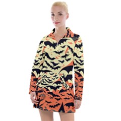 Bat Pattern Women s Long Sleeve Casual Dress by Valentinaart